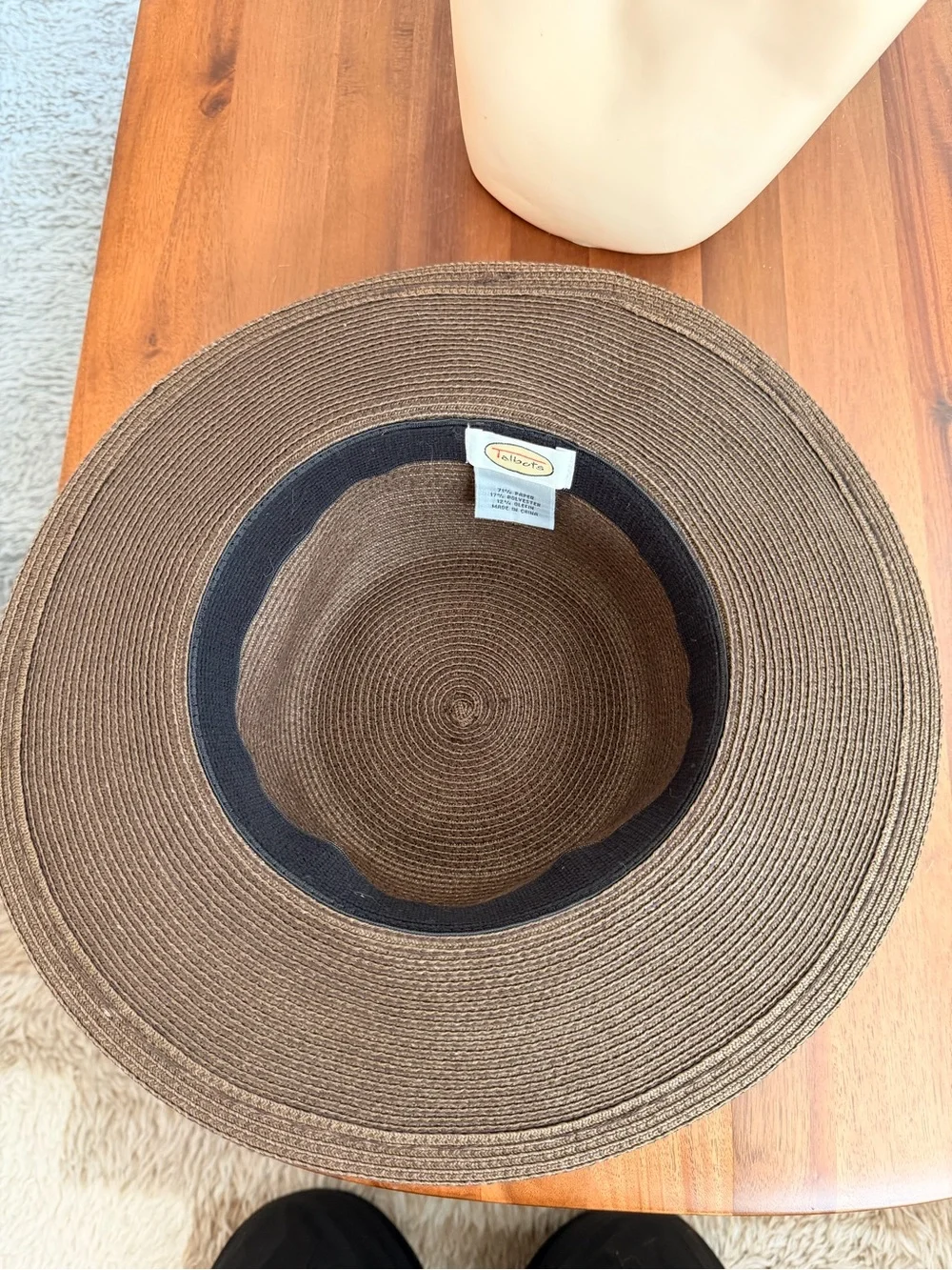 Talbots Chocolate Brown Wide Brim Woven Sun Hat